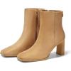 imageCoutgo Womens Square Toe Ankle Boots Chunky Block Heel Side Zipper Booties Faux Suede Winter ShoesLight Brown