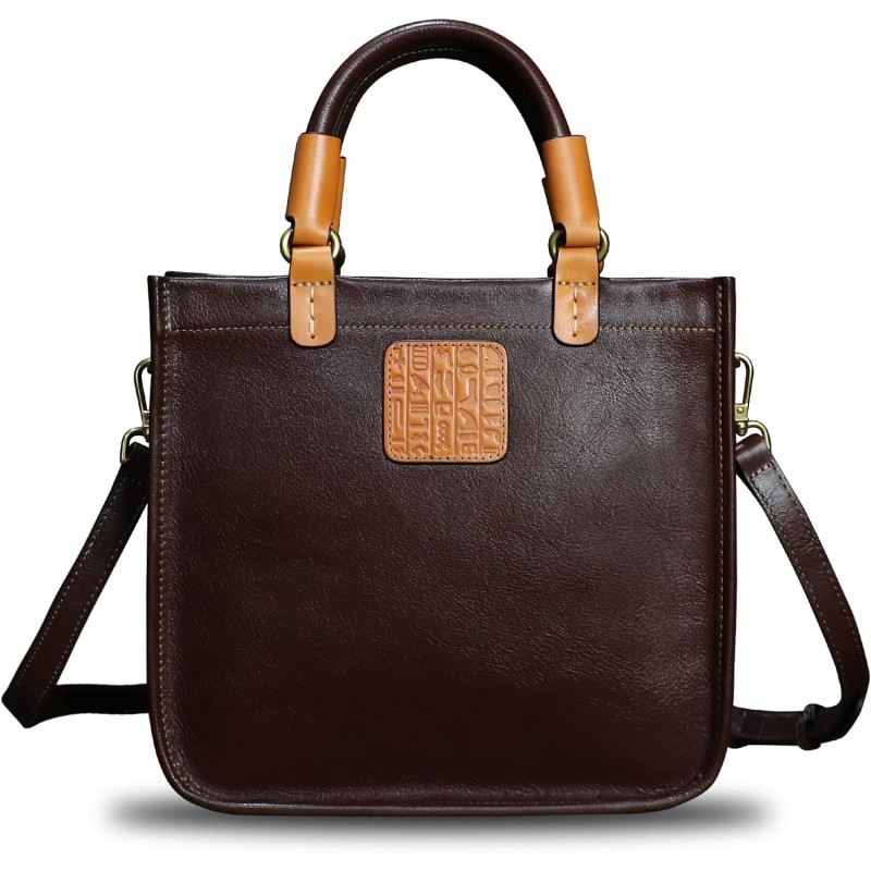 Handmade Brown Leather Satchel Handbag For Women - Tote Messenger Crossbody Purse