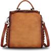 imageGenuine Leather Backpack for Women Convertible Satchel Vintage Rucksack Casual Back Bag Shoulder Bag Retro Cowhide Handbag Purse Daypack Brown MediumBrown