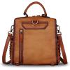 imageGenuine Leather Backpack for Women Convertible Satchel Vintage Rucksack Casual Back Bag Shoulder Bag Retro Cowhide Handbag Purse Daypack Brown MediumBrown