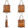 imageGenuine Leather Handbag Purses for Women Top Handle Bag Lady Work Tote Bags Retro SatchelBrown