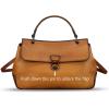 imageGenuine Leather Handbag Satchel for Women Retro Leather Crossbody Bag Pouch Vintage Ladies Handbag PurseBrown