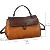 imageGenuine Leather Handbag Satchel for Women Retro Leather Crossbody Bag Pouch Vintage Ladies Handbag PurseBrowncf