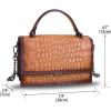 imageGenuine Leather Handbags for Women Small Satchel Purse Luxury Top Handle Real Leather Embossed Design Crossbody BagBrown