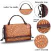 imageGenuine Leather Handbags for Women Small Satchel Purse Luxury Top Handle Real Leather Embossed Design Crossbody BagBrown