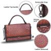 imageGenuine Leather Handbags for Women Small Satchel Purse Luxury Top Handle Real Leather Embossed Design Crossbody BagCoffee