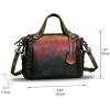 imageGenuine Leather Satchel Handbag for Women Retro Handmade Top Handle Crossbody Shoulder Bag PursesMulticolor2