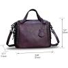imageGenuine Leather Satchel Handbag for Women Retro Handmade Top Handle Crossbody Shoulder Bag PursesPurple