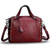 imageGenuine Leather Satchel Handbag for Women Retro Handmade Top Handle Crossbody Shoulder Bag PursesRed