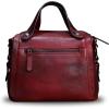 imageGenuine Leather Satchel Handbag for Women Retro Handmade Top Handle Crossbody Shoulder Bag PursesRed