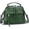 imageGenuine Leather Satchel Purse for Women Retro Cowhide Handmade Top Handle Handbag Designer Crossbody BagsGreen