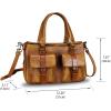 imageGenuine Leather Satchel Purse for Women Retro Cowhide Handmade Top Handle Shoulder Handbag Designer Crossbody Bag PurseBrown