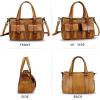 imageGenuine Leather Satchel Purse for Women Retro Cowhide Handmade Top Handle Shoulder Handbag Designer Crossbody Bag PurseBrown