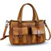 imageGenuine Leather Satchel Purse for Women Retro Cowhide Handmade Top Handle Shoulder Handbag Designer Crossbody Bag PurseBrown