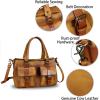imageGenuine Leather Satchel Purse for Women Retro Cowhide Handmade Top Handle Shoulder Handbag Designer Crossbody Bag PurseBrown