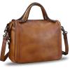 imageGenuine Leather Satchel Purse for Women Retro Handmade Top Handle Handbag Designer Crossbody BagsBrown