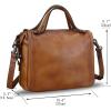 imageGenuine Leather Satchel Purse for Women Retro Handmade Top Handle Handbag Designer Crossbody BagsBrown