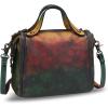 imageGenuine Leather Satchel Purse for Women Retro Handmade Top Handle Handbag Designer Crossbody BagsMulticolor3