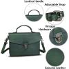 imageGenuine Leather Satchel Purse for Women Vintage Handmade Top Handle Handbag Retro Designer Crossbody BagsGreen