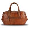 imageGenuine Leather Satchel Top Handle Handbag Purse for Women Handmade Retro Designer Large Capacity Crossbody BagsBrown