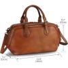 imageGenuine Leather Satchel Top Handle Handbag Purse for Women Handmade Retro Designer Large Capacity Crossbody BagsBrown