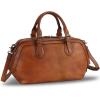 imageGenuine Leather Satchel Top Handle Handbag Purse for Women Handmade Retro Designer Large Capacity Crossbody BagsBrown