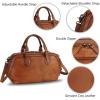 imageGenuine Leather Satchel Top Handle Handbag Purse for Women Handmade Retro Designer Large Capacity Crossbody BagsBrown