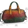 imageGenuine Leather Satchel Top Handle Handbag Purse for Women Handmade Retro Designer Large Capacity Crossbody BagsMulticolor1