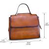 imageGenuine Leather Satchel for Women Handmade Vintage Top Handle Handbag Retro Cowhide Crossbody Handbags PurseBrown