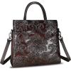 imageGenuine Leather Satchel for Women Top Handle Handbag Handmade Embossed Vintage Satchel Crossbody Handbags Purse BagCoffee