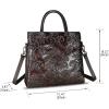 imageGenuine Leather Satchel for Women Top Handle Handbag Handmade Embossed Vintage Satchel Crossbody Handbags Purse BagCoffee