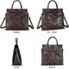 imageGenuine Leather Satchel for Women Top Handle Handbag Handmade Embossed Vintage Satchel Crossbody Handbags Purse BagCoffee