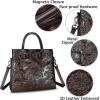 imageGenuine Leather Satchel for Women Top Handle Handbag Handmade Embossed Vintage Satchel Crossbody Handbags Purse BagCoffee