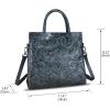 imageGenuine Leather Satchel for Women Top Handle Handbag Handmade Embossed Vintage Satchel Crossbody Handbags Purse BagGrey