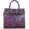 imageGenuine Leather Satchel for Women Top Handle Handbag Handmade Embossed Vintage Satchel Crossbody Handbags Purse BagPurple