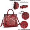imageGenuine Leather Satchel for Women Top Handle Handbag Handmade Embossed Vintage Satchel Crossbody Handbags Purse BagRed