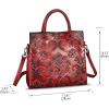 imageGenuine Leather Satchel for Women Top Handle Handbag Handmade Embossed Vintage Satchel Crossbody Handbags Purse BagRed