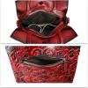 imageGenuine Leather Satchel for Women Top Handle Handbag Handmade Embossed Vintage Satchel Crossbody Handbags Purse BagRed