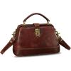 imageGenuine Leather Small Purses and Handbags for Women Designer Vintage Doctor Style Crossbody Bag Shoulder Satchel Phone BagCoffee