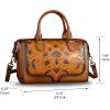 imageGenuine Leather Top Handle Handbag for Women Handmade Vintage Satchel Retro Cowhide Crossbody Handbags Purse Hobo BagsBrown