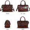 imageGenuine Leather Top Handle Handbag for Women Handmade Vintage Satchel Retro Cowhide Crossbody Handbags Purse Hobo BagsCoffee