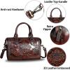imageGenuine Leather Top Handle Handbag for Women Handmade Vintage Satchel Retro Cowhide Crossbody Handbags Purse Hobo BagsCoffee