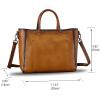 imageGenuine Leather Top Handle Handbag for Women Retro Satchel Vintage Cowhide Handmade Crossbody Handbags Purse Hobo BagBrown