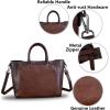 imageGenuine Leather Top Handle Handbag for Women Retro Satchel Vintage Cowhide Handmade Crossbody Handbags Purse Hobo BagCoffee