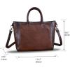 imageGenuine Leather Top Handle Handbag for Women Retro Satchel Vintage Cowhide Handmade Crossbody Handbags Purse Hobo BagCoffee
