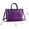 imageGenuine Leather Top Handle Handbag for Women Retro Satchel Vintage Cowhide Handmade Crossbody Handbags Purse Hobo BagPurple