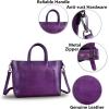 imageGenuine Leather Top Handle Handbag for Women Retro Satchel Vintage Cowhide Handmade Crossbody Handbags Purse Hobo BagPurple