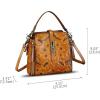 imageLRTO Genuine Leather Purses and Handbags for Women Retro Embossed Crossbody Shoulder Bag Satchel PouchBrown