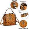 imageLRTO Genuine Leather Purses and Handbags for Women Retro Embossed Crossbody Shoulder Bag Satchel PouchBrown
