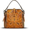 imageLRTO Genuine Leather Purses and Handbags for Women Retro Embossed Crossbody Shoulder Bag Satchel PouchBrown